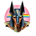 Anubis egypcian god in armour in the background pink floyd the wall inspiration  tattoo design idea