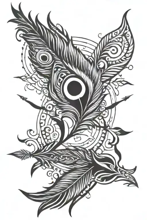 peacock feather arrow tattoo design idea