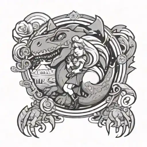 Rockmusic, Gaming, Jurassic Park, Princess Peach tattoo design idea