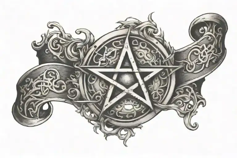 wrist cuff pentagram witch evil viking  tattoo design idea