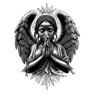 African angels pray hands holding side view tattoo design idea