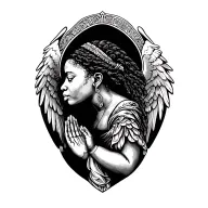 African angels pray hands holding side view tattoo design idea