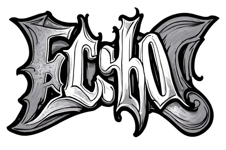the word ECHO tattoo design idea