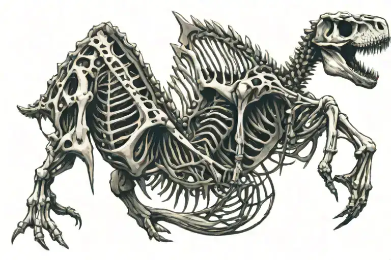 Dinosaur skeleton tattoo design idea