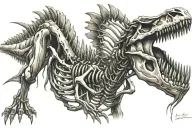 Dinosaur skeleton tattoo design idea