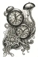 jellyfish and dissolving clock tattoo design idea