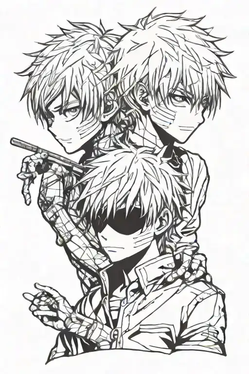 ken kaneki x killua zoldyck tattoo design idea