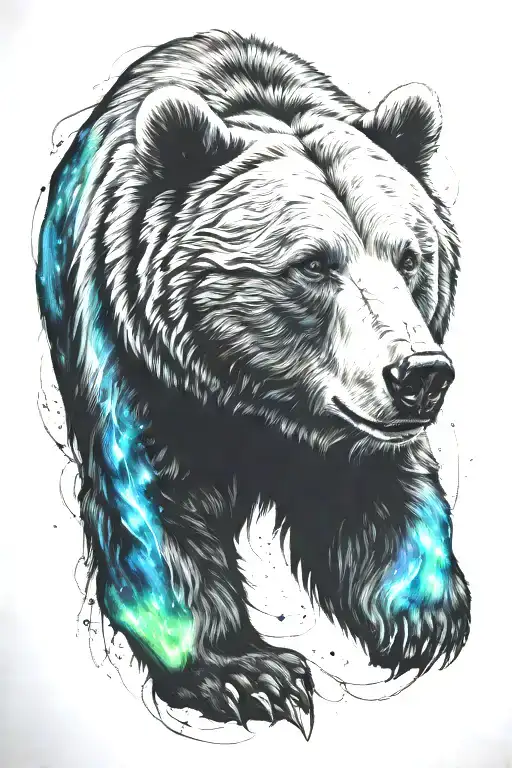 bear aurora borealis tattoo design idea