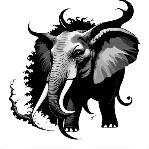 elephant, poison tree, safety pin, maleficent human form , shave blade and a wave tattoo design idea