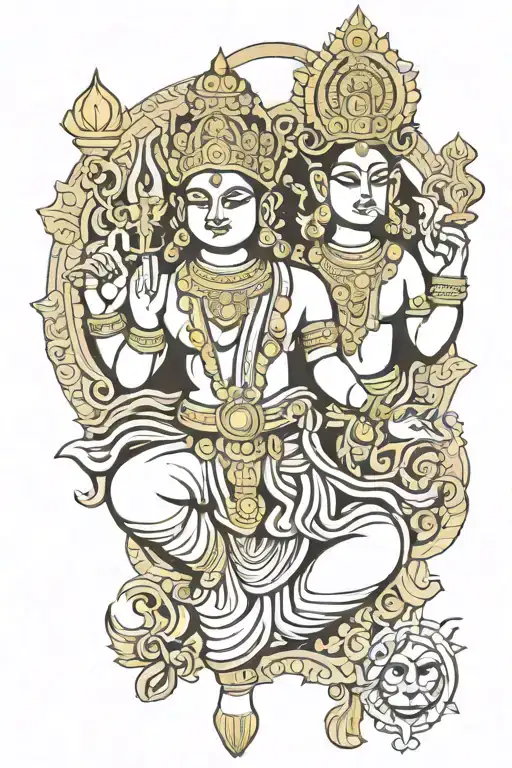 brahma vishnu mahesh symbols tattoo design idea