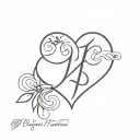 heart with initials J and B letters tattoo design idea