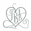 heart with initials J and B letters tattoo design idea