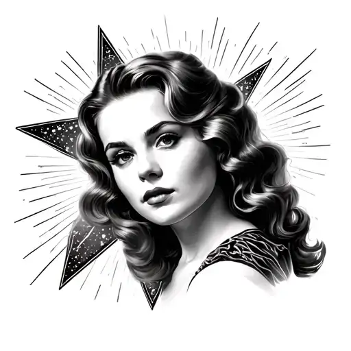 a star with Laura Palmer twin peaks inside tattoo design idea
