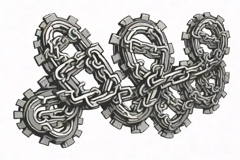 DNA bike chain forming the shape tattoo design idea