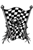checkered flag, spider web, old school style tattoo, tribal, repetitive tattoo design idea