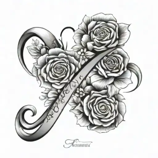 infinty sign with flowers and the names Arthur and Ernie  tattoo design idea