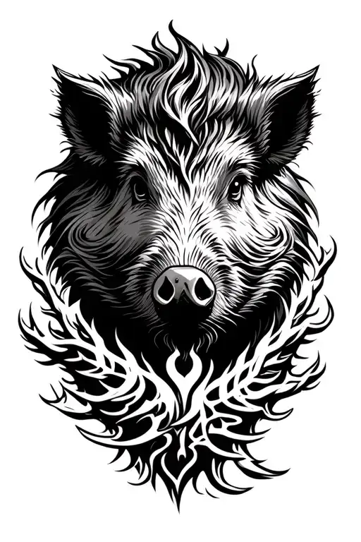 wild boar lifeline pointer tattoo design idea