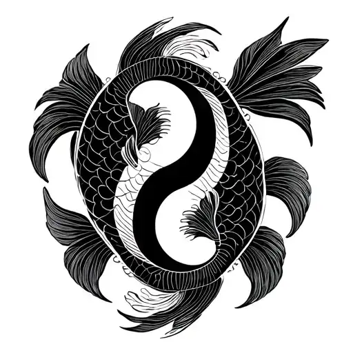 yin yang koi fish swimming gracefully tattoo design idea