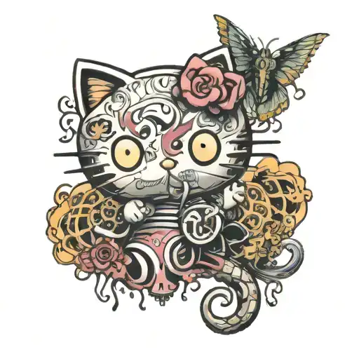 hello kitty and junji ito tattoo design idea
