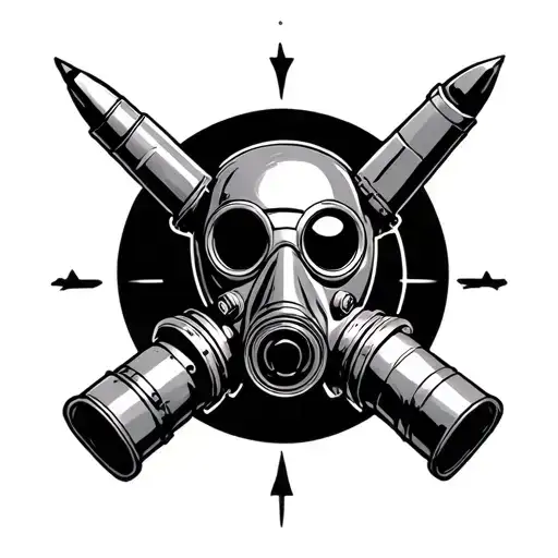nuclear, missile, air force, gas mask tattoo design idea