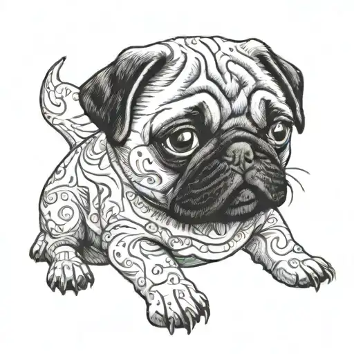 pug autism awareness tattoo design idea