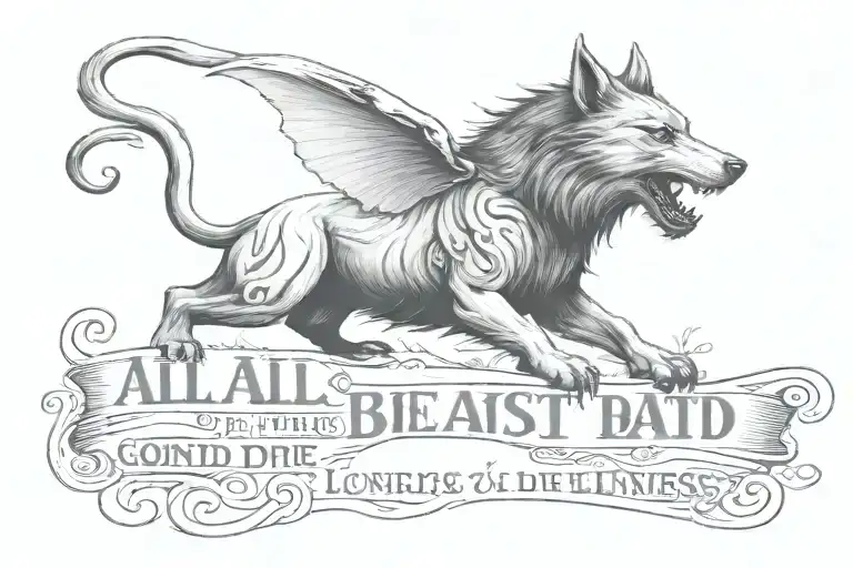quote " if all the beasts were gone, man would die of loneliness of the spirit tattoo design idea