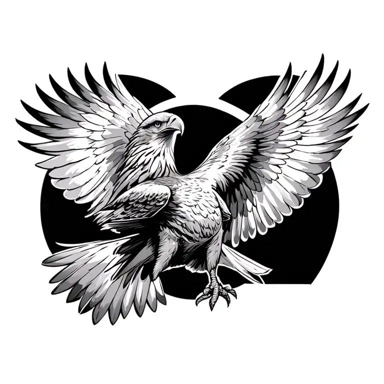 wedgetail eagle flying tattoo design idea