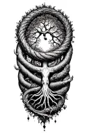 Ouroboros with the tree of life and death in the center tattoo design idea