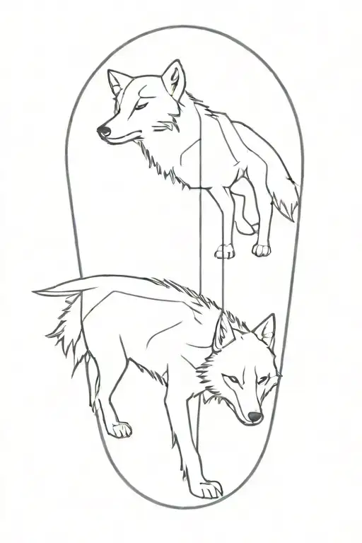 An optical illusion tattoo combining people and wolves in a surreal and mesmerizing design tattoo design idea