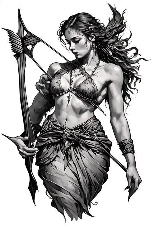 bow and arrow tattoo design idea