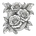 Roses and Scroll With Birthdate inside tattoo design idea