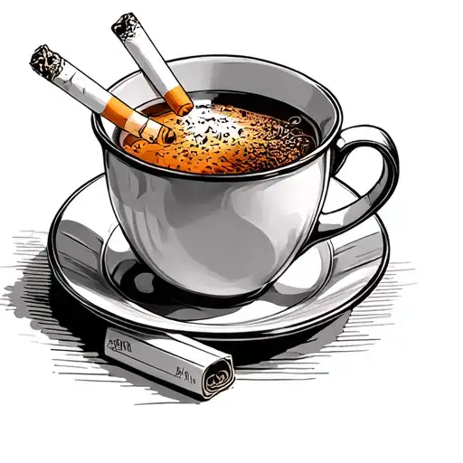 pack of cigarettes and a cup of tea  tattoo design idea