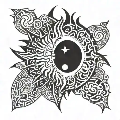 sun and moon / life and death tattoo design idea