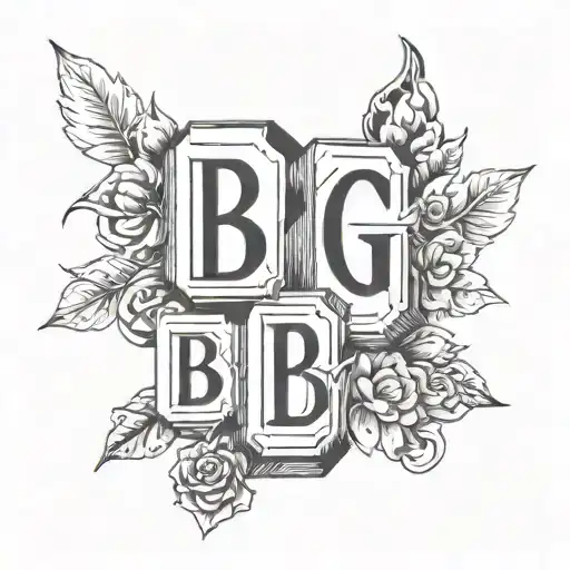 baby block letters B O O G I E in a vertical stack tattoo design idea