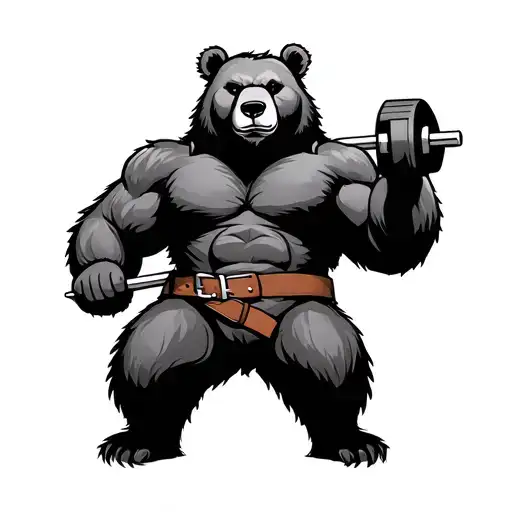 minimalist bear wearing a lever belt for powerlifting tattoo design idea