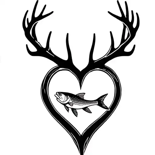 "Gone Bush Forever Free" "Gone Bush Forever Free" "Gone Bush Forever Free" "Gone Bush Forever Free" deer antlers making a heart with a fish jumping tattoo design idea
