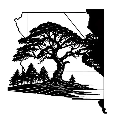 state of California state Oakland tree and  tattoo design idea