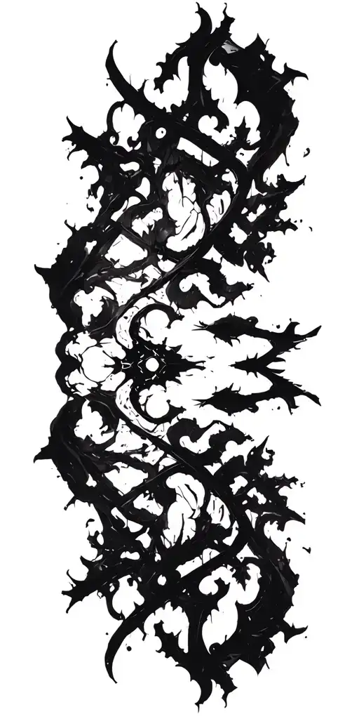 thick cyber sigilism gothic brutalism black abstract dynamic modern neogothic dark tattoo design idea