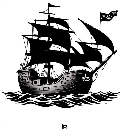 pirate ship sailor jerry style tattoo design idea
