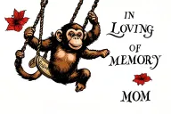 in loving memory of mom tattoo with a monkey swinging tattoo design idea