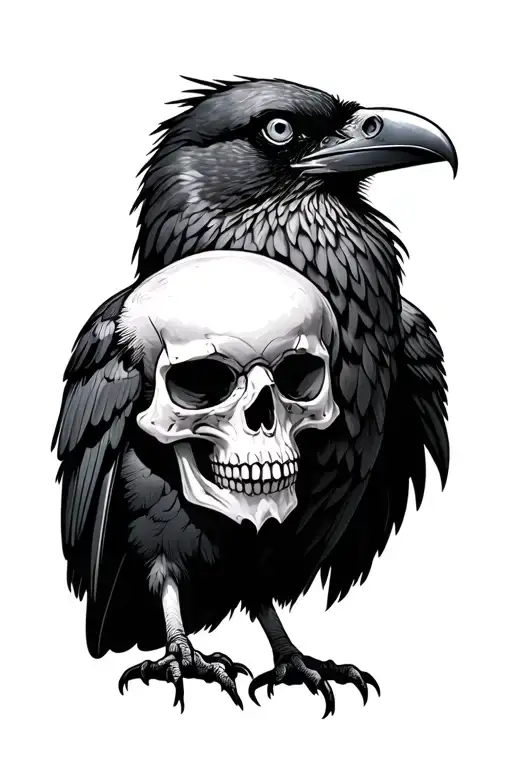 crow with skull on its chest tattoo tattoo design idea