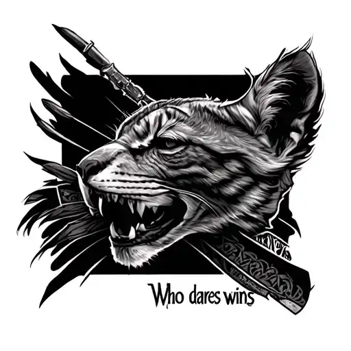 Who dares wins, realistic tattoo tattoo design idea