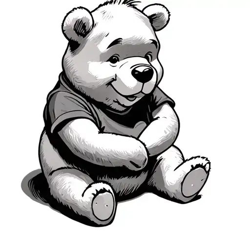 winnie the pooh sitting tattoo design idea