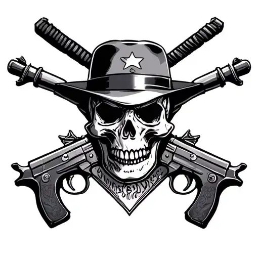 skull guns jail sheriff tattoo design idea