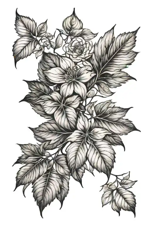 botanical tattoo featuring intricate, vintage-style plant leaves inspired by classic botanical illustrations tattoo design idea
