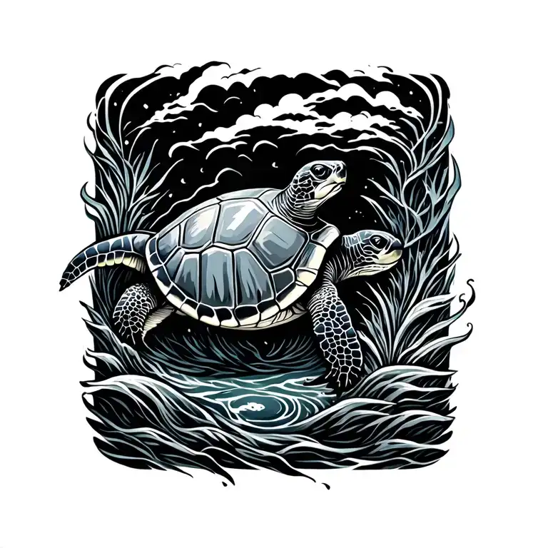 ocean turtle tattoo design idea