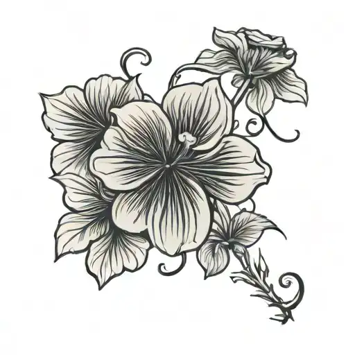 falling geranium flower written grandpa tattoo design idea
