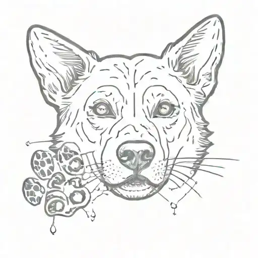 Tattoo that is half an image of the dog's face and the other half a dog's paw print. tattoo design idea