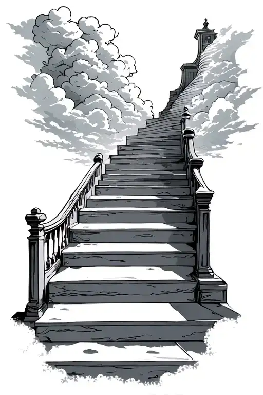 stairs to heaven with clouds tattoo design idea