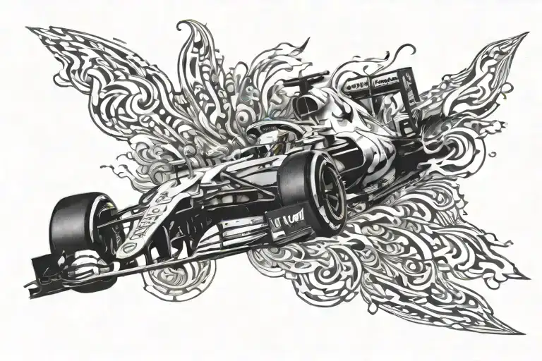 Lewis Hamilton Mercedes formula one car driving tattoo design idea